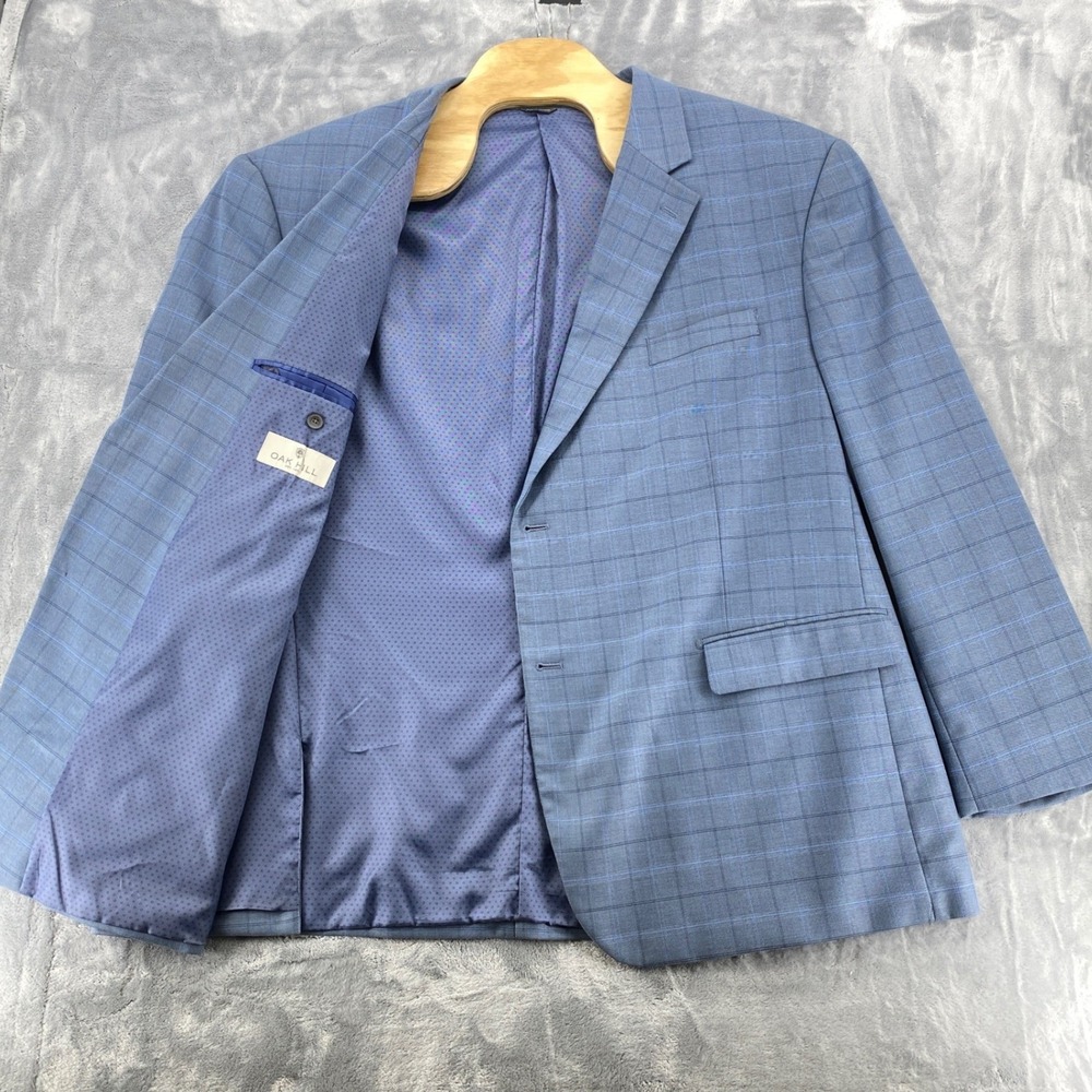 Oak Hill Blazer 3XLT 54R 56R Blue Plaid Two Button Double Vented Sport Coat